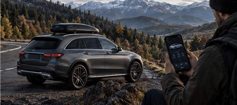 Mercedes универсал на горной дороге