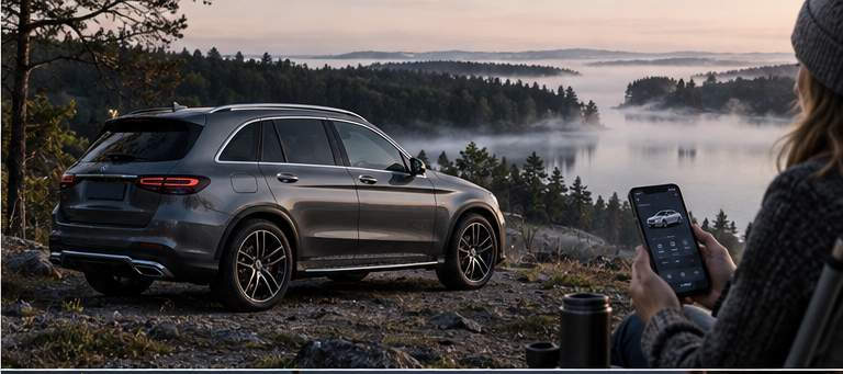 Mercedes GLE у озера в Карелии